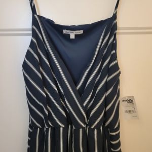 Navy blue and white full length jumpsuit